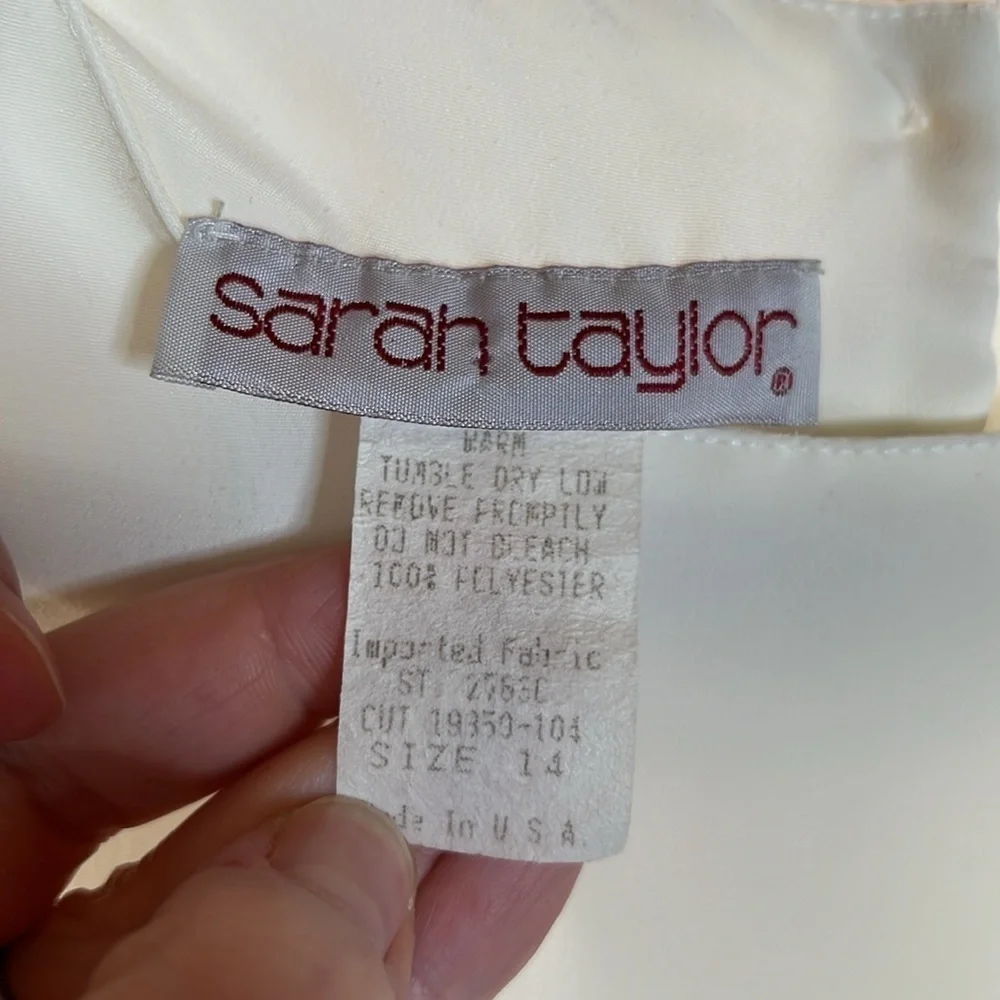 Sarah Taylor Retro Vintage Cream Top Shoulder Pads Size 14 - Picture 3 of 5
